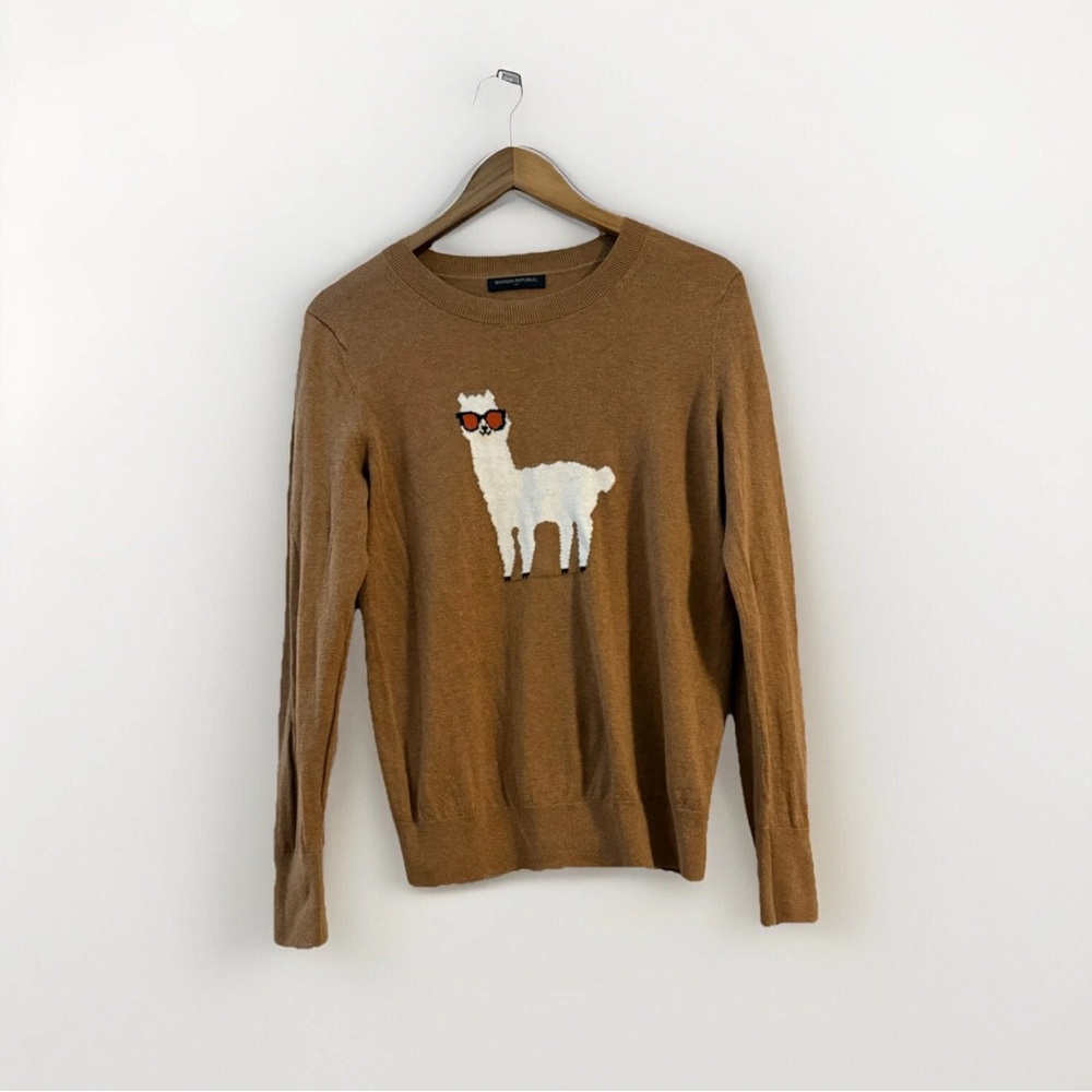Banana Republic Sweater Womens Small Pullover Brown Llama Merino Wool Knit Small